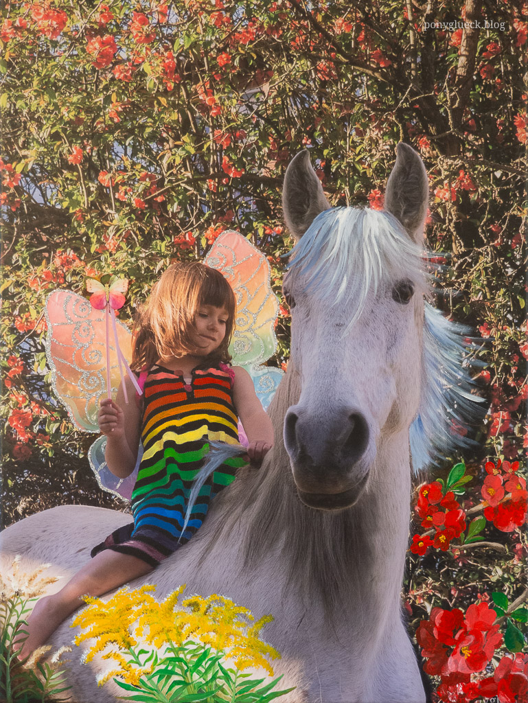 Mädchen auf Pferd Foto Collage Mischtechnik